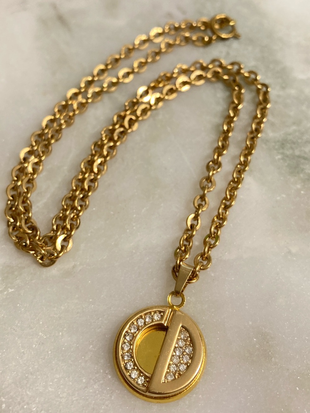 Dior Tie Tack Charm Upcycled Necklace